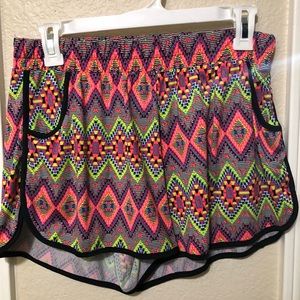 Patterns neon workout shorts